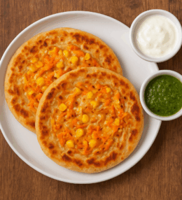 காரட், கார்ன், சீஸ் பரோட்டா